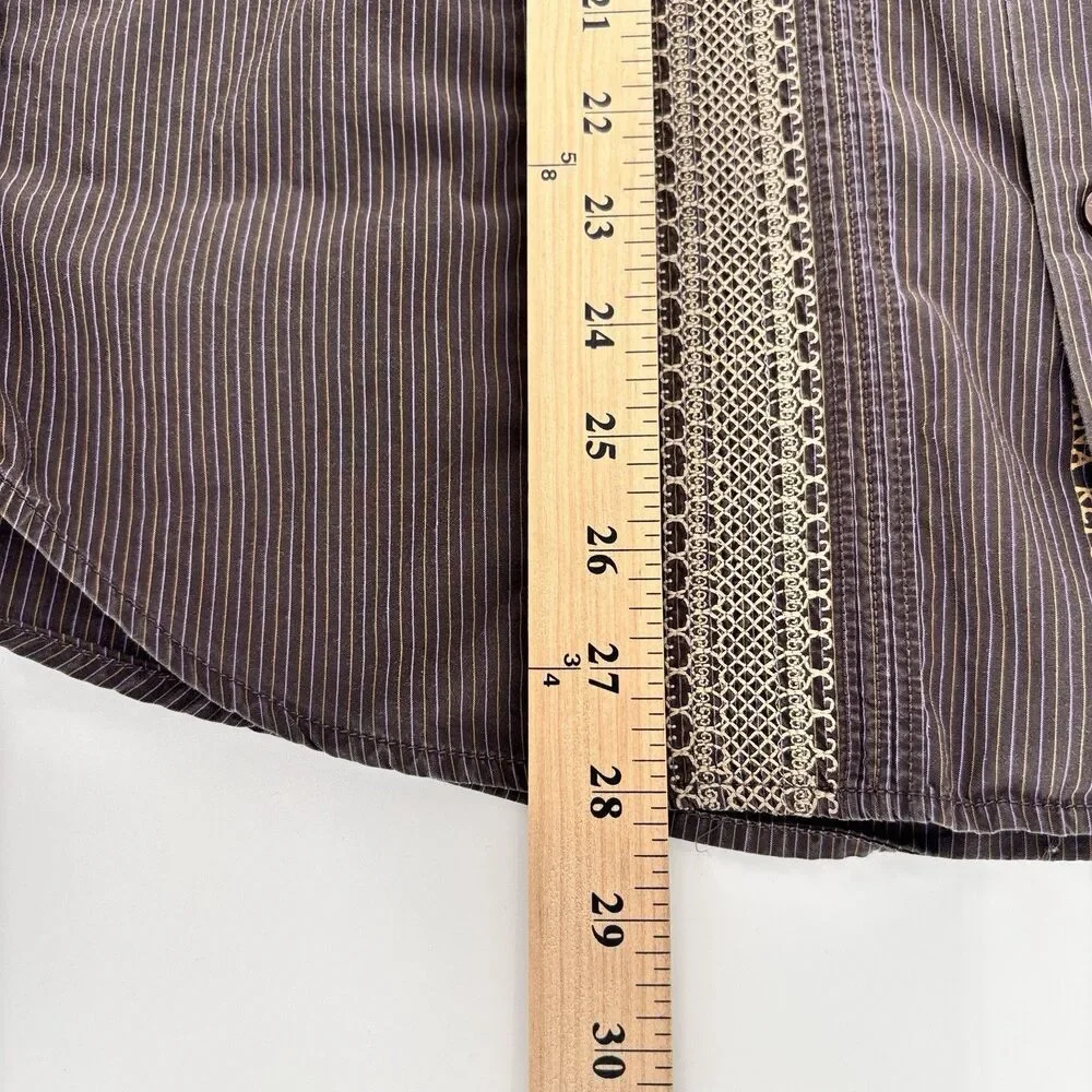 Banana Republic Men's S Brown Pinstripe Embroidered Cotton Shirt